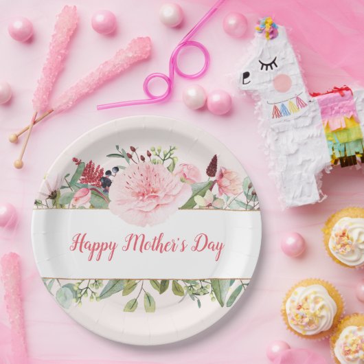 水エレガント色の花マザーズ日紙プレート ペーパープレート (パーティー)