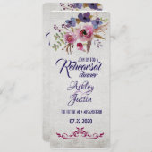 水エレガント色の花リハーサルディナーカード 招待状 (正面/裏面)