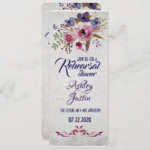 水エレガント色の花リハーサルディナーカード