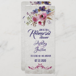 水エレガント色の花リハーサルディナーカード 招待状