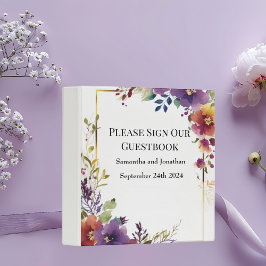 水エレガント色の花結婚のゲストブック