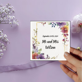 水エレガント色の花結婚のディナーカクテル スタンダードカクテルナプキン