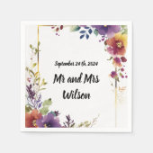 水エレガント色の花結婚のディナーカクテル スタンダードカクテルナプキン (正面)