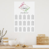 水エレガント色の花結婚の座席表 ポスター (キッチン)