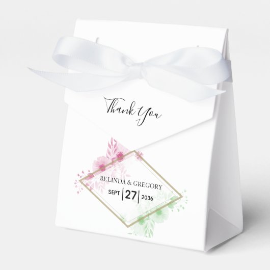 水エレガント色の花結婚の フェイバーボックス (正面サイド)