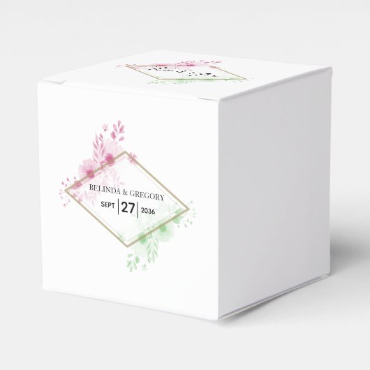 水エレガント色の花結婚の フェイバーボックス (正面サイド)