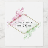 水エレガント色の花結婚の ワインラベル (シングルラベル)