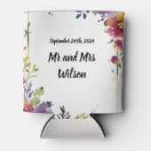 水エレガント色の花結婚の 缶クーラー (正面)