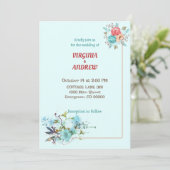 水エレガント色の花結婚式招待状 招待状 (スタンド正面)