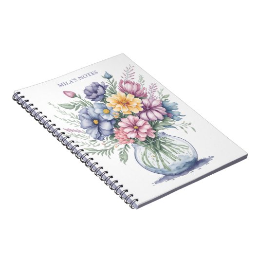 水エレガント色の花花花花花束ワイルドフラワーアート ノートブック (右側)