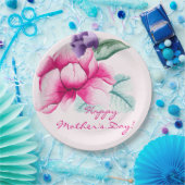 水エレガント色の花 |母の日 ペーパープレート (パーティー)