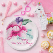 水エレガント色の花 |母の日 ペーパープレート (パーティー)