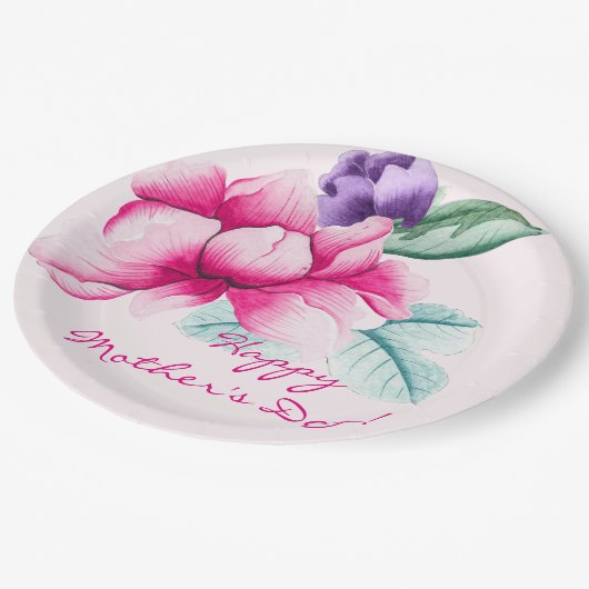 水エレガント色の花 |母の日 ペーパープレート (アングル)