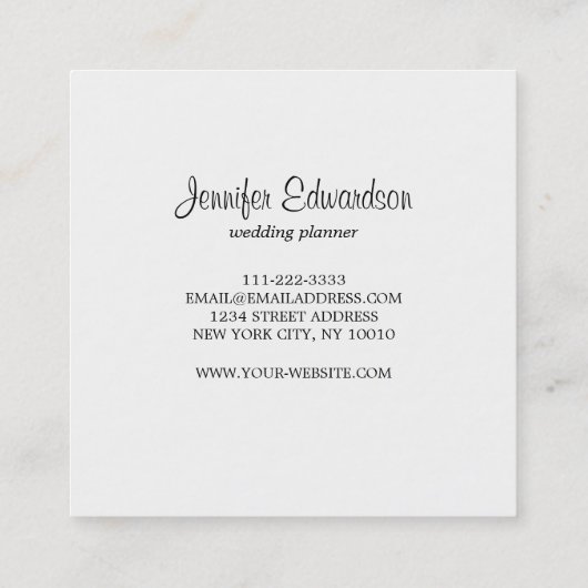 水エレガント色の花bohoプロフェッショナル スクエア名刺 (裏面)