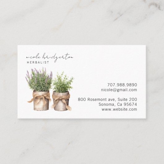 水エレガント色の草本植物 名刺 (正面)