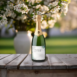 水エレガント色の葉きらめくワインラベル スパークリングワインラベル