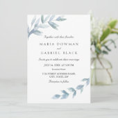 水エレガント色の葉のボ結婚タン 招待状 (スタンド正面)