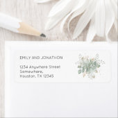 水エレガント色の葉の結婚差出人住所 ラベル (インサイチュ)