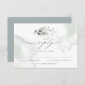 水エレガント色の葉ほこりっぽい緑 出欠カード (正面/裏面)