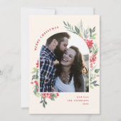 水エレガント色の葉フォトアーチのクリスマス シーズンカード (正面)