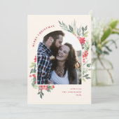 水エレガント色の葉フォトアーチのクリスマス シーズンカード (スタンド正面)