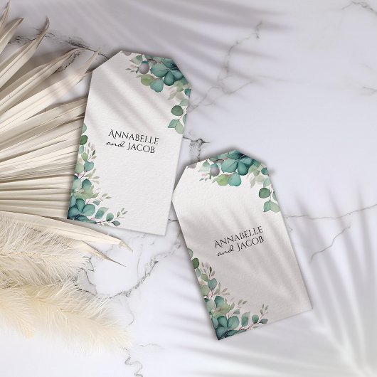 水エレガント色の葉結婚式の引き出物ギフトラベル ギフトタグ