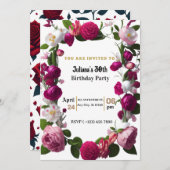 水エレガント色の誕生日の招待カード 招待状 (正面/裏面)