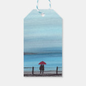 水エレガント色の赤い傘の組結婚合 ギフトタグ (裏面)