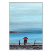 水エレガント色の赤い傘の組結婚合 テーブルナンバー (裏面)