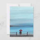 水エレガント色の赤い傘の組結婚合 出欠カード (裏面)