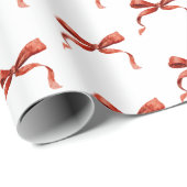 水エレガント色の赤い弓クリスマス ラッピングペーパー (ロールコーナー)