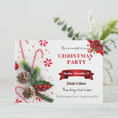 水エレガント色の赤い緑のクリスマス招待状 招待状 (スタンド正面)