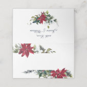 水エレガント色の赤ポインセチア結婚のテーブル プレイスカード (外部開封)