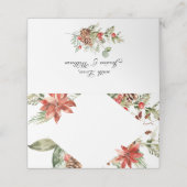 水エレガント色の赤ポインセチア結婚のテーブル プレイスカード (外部開封)