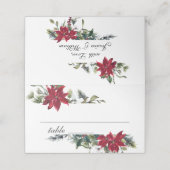 水エレガント色の赤ポインセチア結婚のテーブル プレイスカード (外部開封)