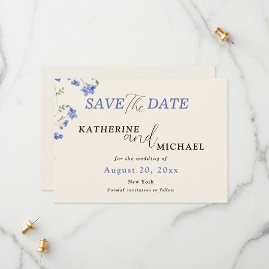 水エレガント色の野の花の結婚草地 セーブザデート (正面/裏面インサイチュ)