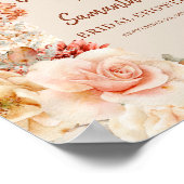 水エレガント色の野生の庭の花ウェルカムサイン ポスター (角)