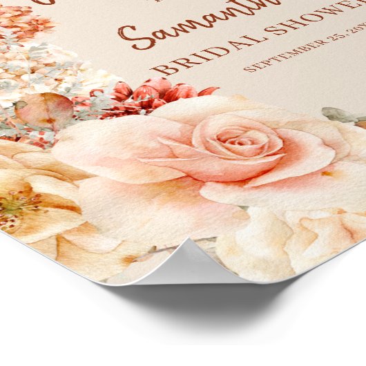 水エレガント色の野生の庭の花ウェルカムサイン ポスター (角)