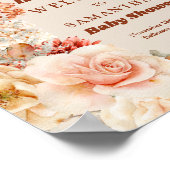 水エレガント色の野生の庭の花ウェルカムサイン ポスター (角)