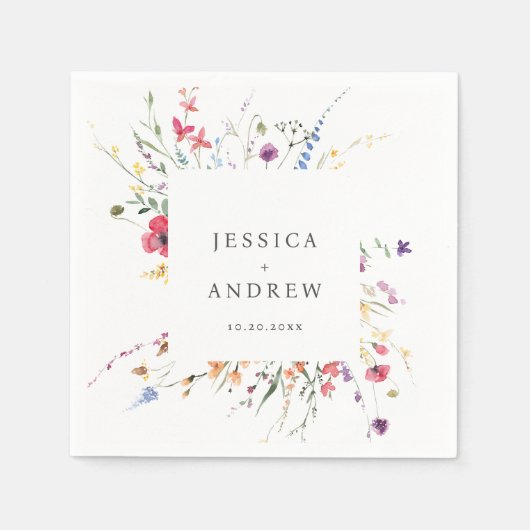 水エレガント色の野生の結婚花 スタンダードカクテルナプキン (正面)