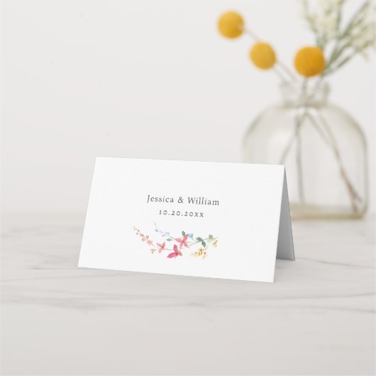 水エレガント色の野生の結婚花 プレイスカード (裏面)