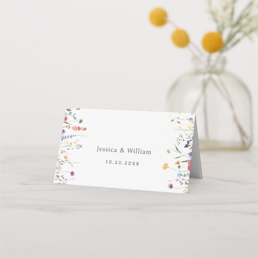 水エレガント色の野生の結婚花 プレイスカード (裏面)