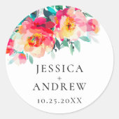 水エレガント色の野生の結婚花 ラウンドシール (正面)