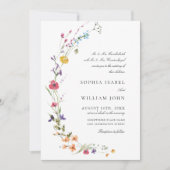 水エレガント色の野生の結婚花 招待状 (正面)
