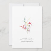 水エレガント色の野生の結婚花 招待状 (裏面)