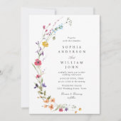 水エレガント色の野生の結婚花 招待状 (正面)