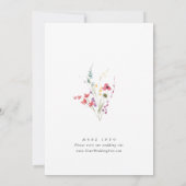 水エレガント色の野生の結婚花 招待状 (裏面)