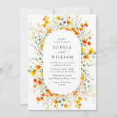 水エレガント色の野生の結婚花 招待状 (正面)