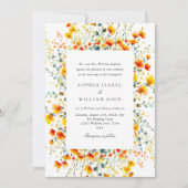 水エレガント色の野生の結婚花 招待状 (正面)