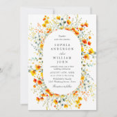 水エレガント色の野生の結婚花 招待状 (正面)